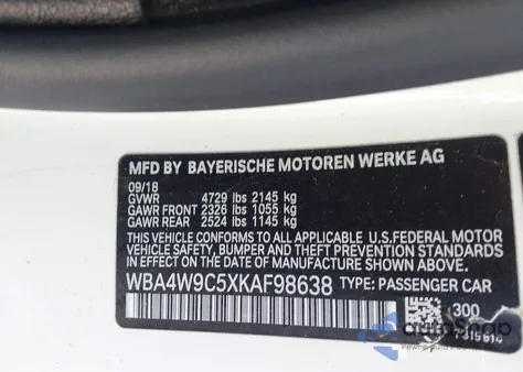 2019 BMW 440I xDrive from USA, damaged, VIN WBA4W9C5XKAF98638